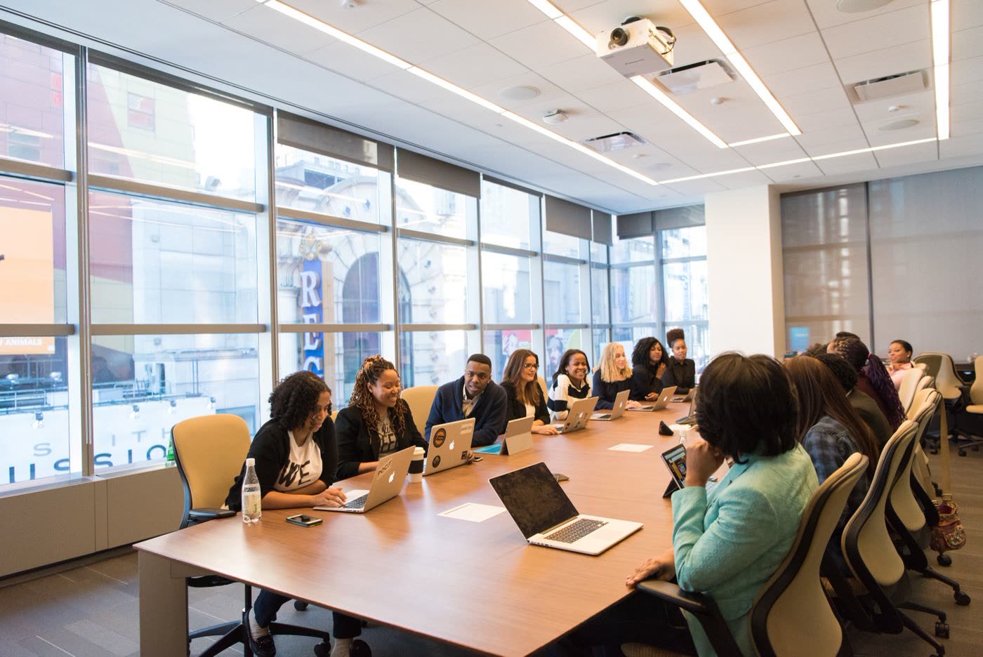 A team working together around a conference table